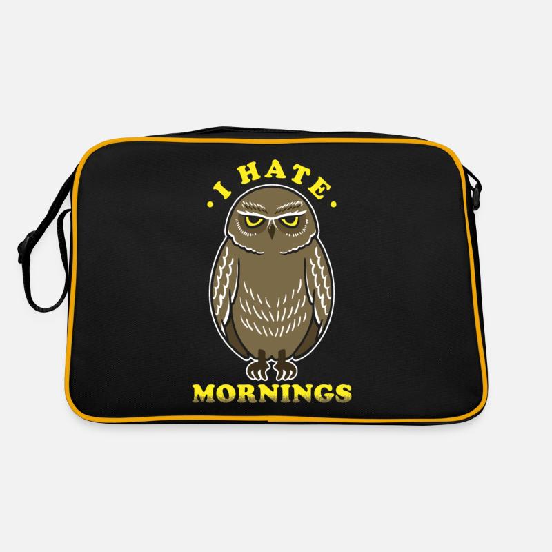 Ich Hasse Morgenmuffel Eule Motiv Retro Tasche