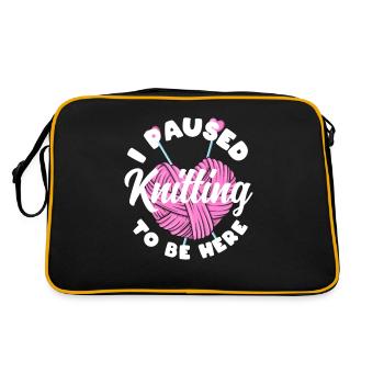 Drôle de tricot à l’aiguille à tricoter cadeau - Sac Retro - noir/or - Dos