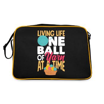 Lustiges Stricken Stricknadel Geschenk - Retro Tasche - Schwarz/Gold - Hinten