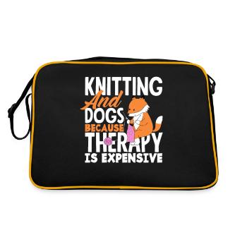 Lustiges Stricken Stricknadel Geschenk - Retro Tasche - Schwarz/Gold - Hinten