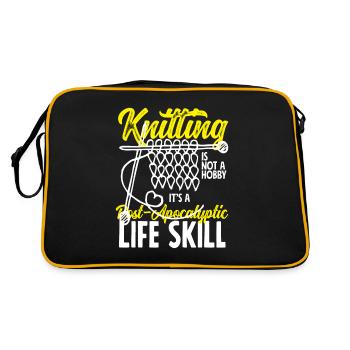 Drôle de tricot à l’aiguille à tricoter cadeau - Sac Retro - noir/or - Dos