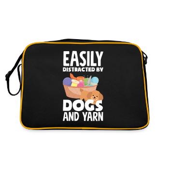 Funny Knitting Knitting Needle Gift - Retro Bag - black/gold - Back
