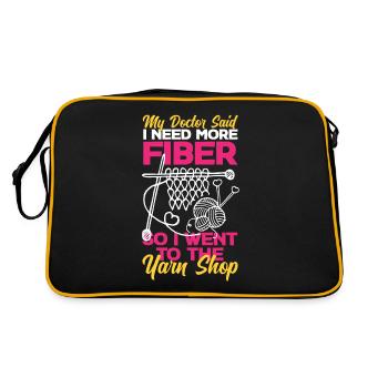 Funny Knitting Knitting Needle Gift - Retro Bag - black/gold - Back