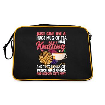 Funny Knitting Knitting Needle Gift - Retro Bag - black/gold - Back