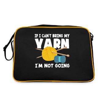 Lustiges Stricken Stricknadel Geschenk - Retro Tasche - Schwarz/Gold - Hinten