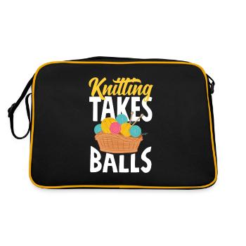 Lustiges Stricken Stricknadel Geschenk - Retro Tasche - Schwarz/Gold - Hinten