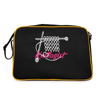 Funny Knitting Knitting Needle Gift - Retro Bag - black/gold - Back
