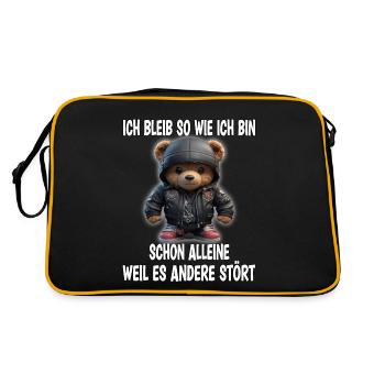 Cooler Bär mit Spruch Sarkastisch Geschenk - Retro Tasche - Schwarz/Gold - Hinten