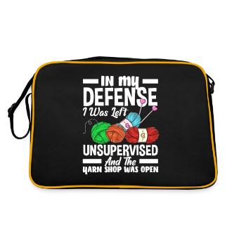 Funny Knitting Knitting Needle Gift - Retro Bag - black/gold - Back