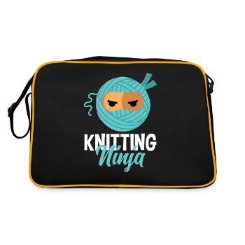 Funny Knitting Knitting Needle Gift - Retro Bag - black/gold - Back