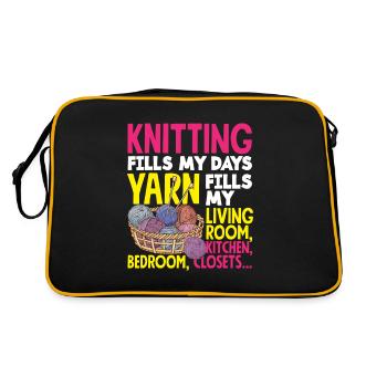 Funny Knitting Knitting Needle Gift - Retro Bag - black/gold - Back