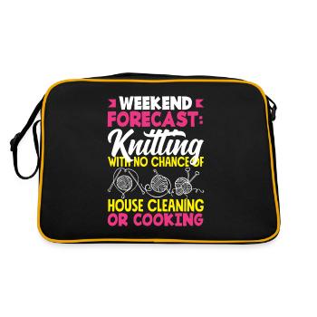 Lustiges Stricken Stricknadel Geschenk - Retro Tasche - Schwarz/Gold - Hinten