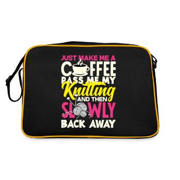 Funny Knitting Knitting Needle Gift - Retro Bag - black/gold - Back