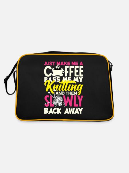 Funny Knitting Knitting Needle Gift - Retro Bag - black/gold - Back