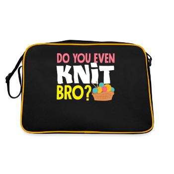 Lustiges Stricken Stricknadel Geschenk - Retro Tasche - Schwarz/Gold - Hinten
