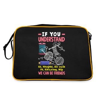 Funny Knitting Knitting Needle Gift - Retro Bag - black/gold - Back