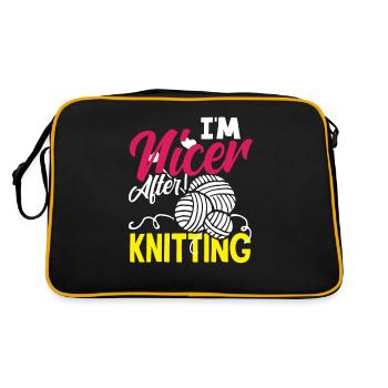 Drôle de tricot à l’aiguille à tricoter cadeau - Sac Retro - noir/or - Dos