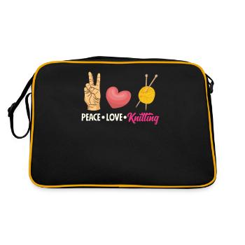 Lustiges Stricken Stricknadel Geschenk - Retro Tasche - Schwarz/Gold - Hinten