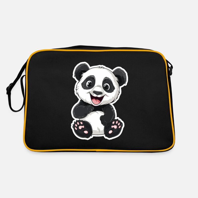 Überschwänglicher Panda-Kumpel-Aufkleber Retro Tasche