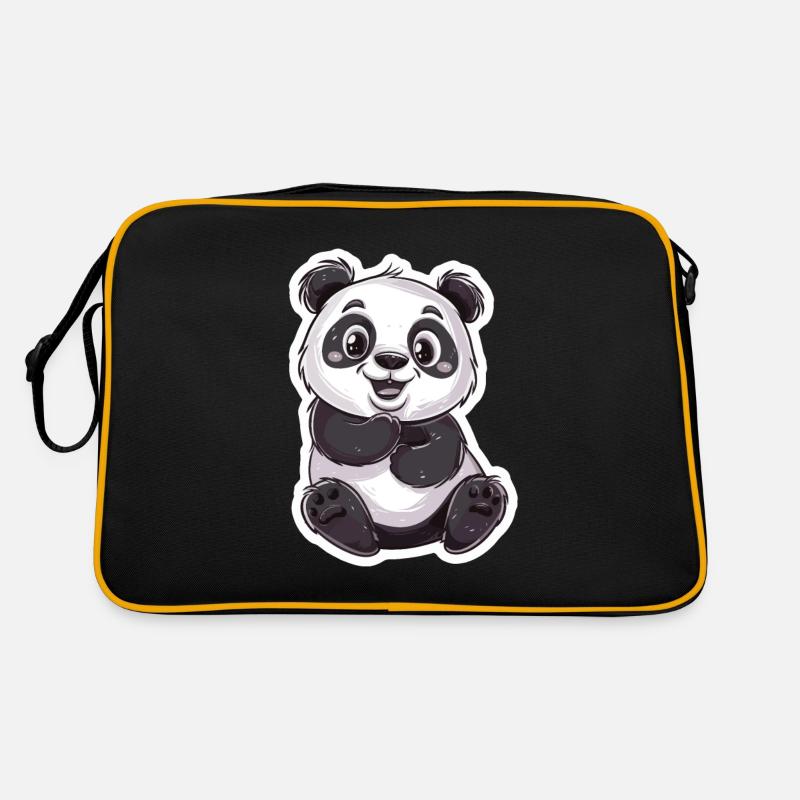 Überschwänglicher Panda-Kumpel-Aufkleber Retro Tasche