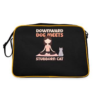 Instructeur de yoga Le chien tête en bas rencontre le chat têtu - Sac Retro - noir/or - Dos