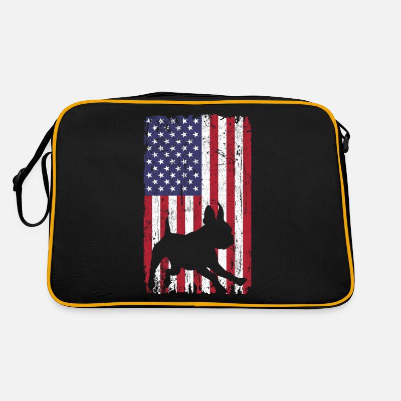 Boston Terrier Hund mit USA Flagge Retro Tasche