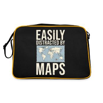 Easily Distracted By Maps Geographie-Lehrer - Retro Tasche - Schwarz/Gold - Hinten