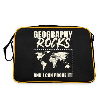 Geographie Lehrer: Geography Rocks - Retro Tasche - Schwarz/Gold - Hinten