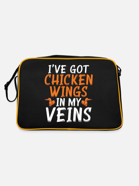 Chicken Wings Gifts - Retro Tasche - Schwarz/Gold - Hinten