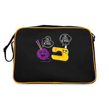Funny Knitting Knitting Needle Gift - Retro Bag - black/gold - Back