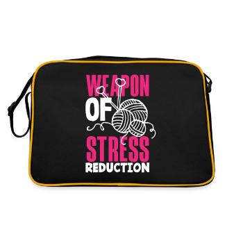 Funny Knitting Knitting Needle Gift - Retro Bag - black/gold - Back
