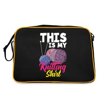 Lustiges Stricken Stricknadel Geschenk - Retro Tasche - Schwarz/Gold - Hinten