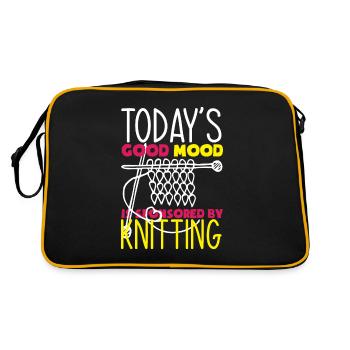Funny Knitting Knitting Needle Gift - Retro Bag - black/gold - Back