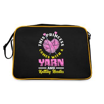 Funny Knitting Knitting Needle Gift - Retro Bag - black/gold - Back