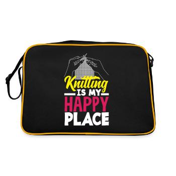 Funny Knitting Knitting Needle Gift - Retro Bag - black/gold - Back