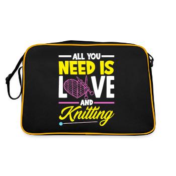 Lustiges Stricken Stricknadel Geschenk - Retro Tasche - Schwarz/Gold - Hinten