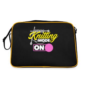 Lustiges Stricken Stricknadel Geschenk - Retro Tasche - Schwarz/Gold - Hinten