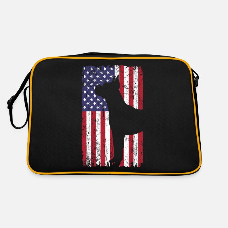 Boxer Hund mit USA Flagge Retro Tasche