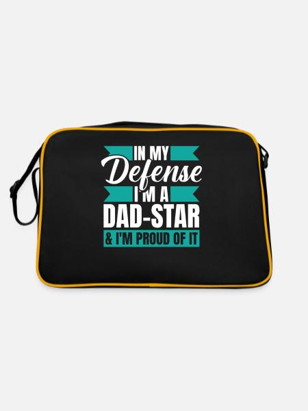 Vater Papa Lustiger Papa In My Defense - Retro Tasche - Schwarz/Gold - Hinten