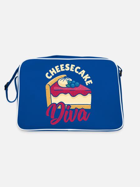 Tag des Käsekuchens für Naschkatzen - Retro Tasche - Blau/Weiß - Hinten