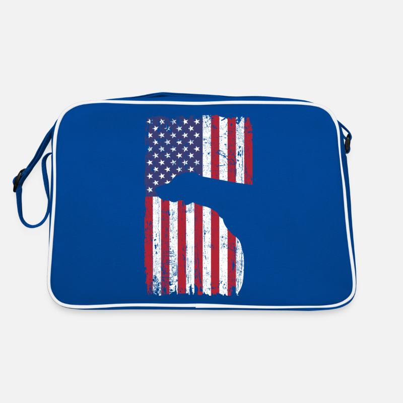 Weimaraner Hund mit USA Flagge Retro Tasche