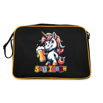 Beer Beer Lover Unicorn Sauficorn - Retro Bag - black/gold - Back