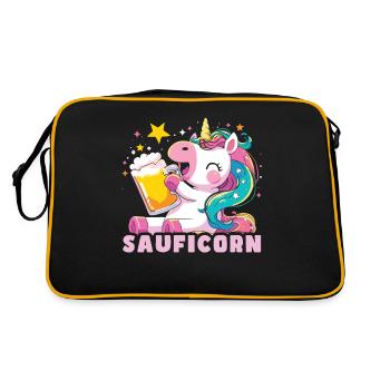 Beer Beer Lover Unicorn Sauficorn - Retro Bag - black/gold - Back
