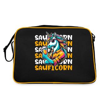 Beer Beer Lover Unicorn Sauficorn - Retro Bag - black/gold - Back