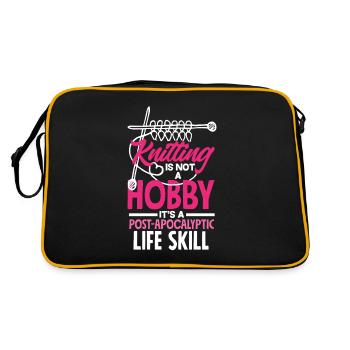 Lustiges Stricken Stricknadel Geschenk - Retro Tasche - Schwarz/Gold - Hinten