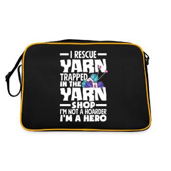 Lustiges Stricken Stricknadel Geschenk - Retro Tasche - Schwarz/Gold - Hinten