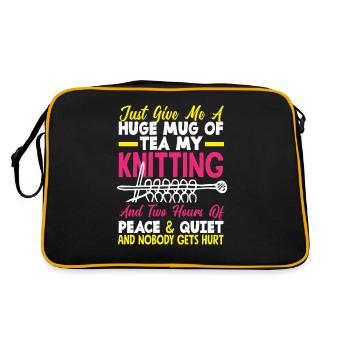 Funny Knitting Knitting Needle Gift - Retro Bag - black/gold - Back