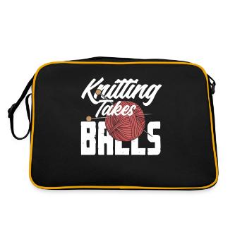Lustiges Stricken Stricknadel Geschenk - Retro Tasche - Schwarz/Gold - Hinten