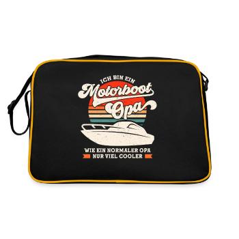Motorboot Opa Kapitän Gadget Bootsführer - Retro Tasche - Schwarz/Gold - Hinten
