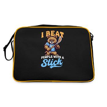 Lacrosse Coach Beat People Stick Bear - Retro Bag - black/gold - Back